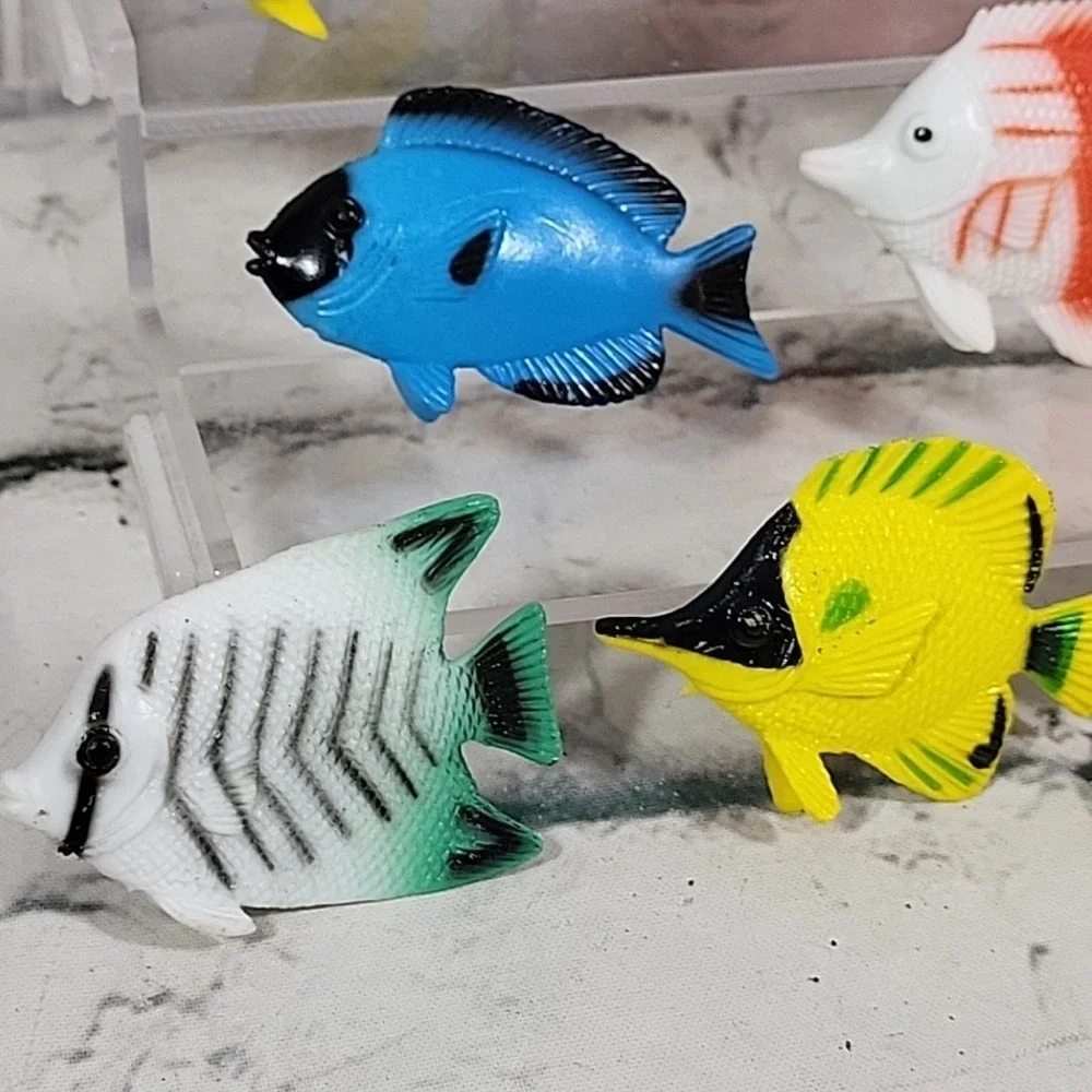 Fish Figures Realistic Marine Animal Toys Lot School Of 13 W/ Piranha Nature VTG
